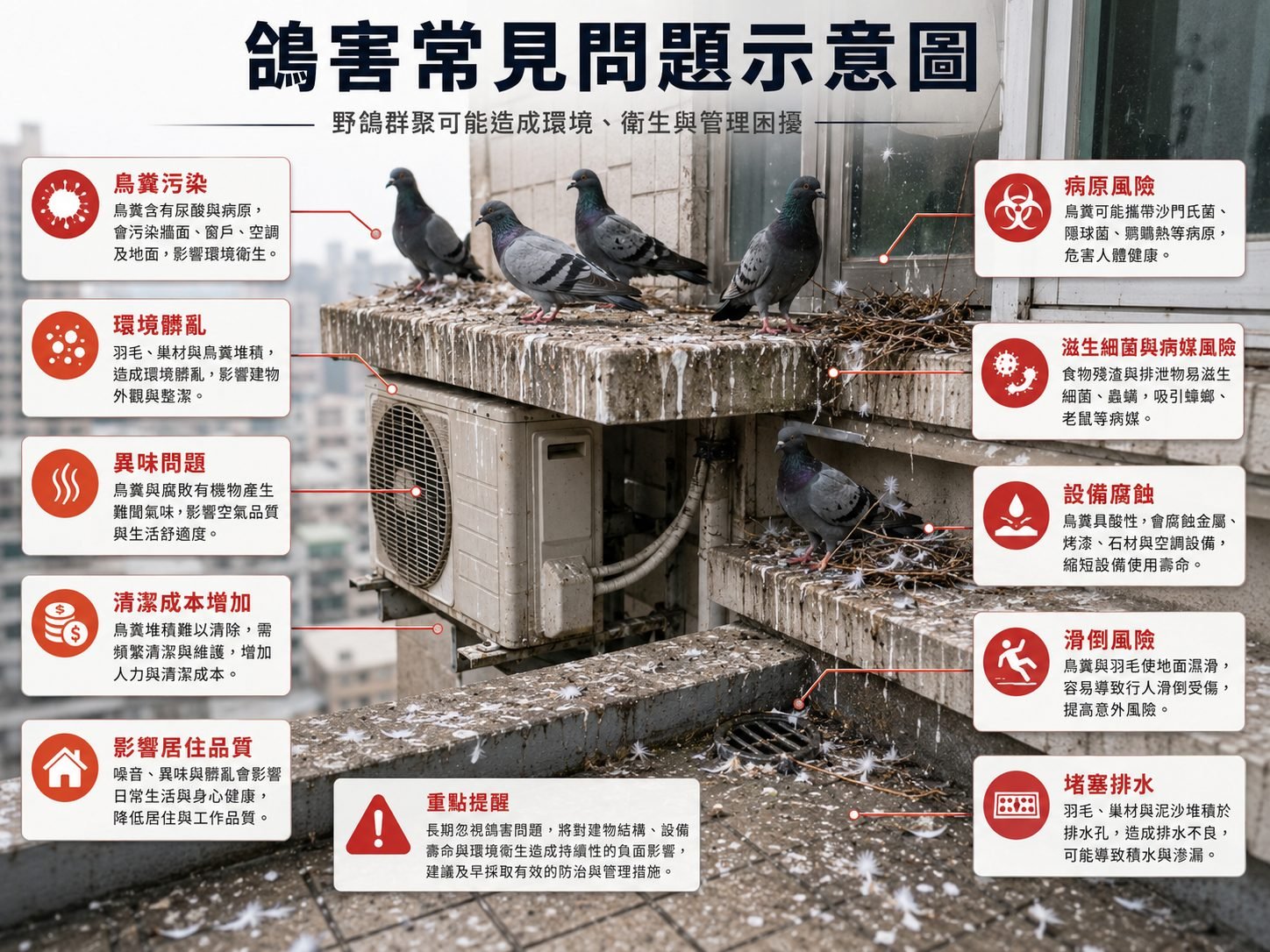 Infographic of common pigeon problems